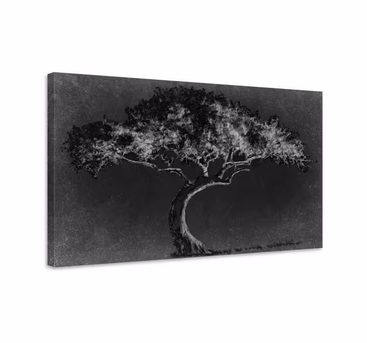 Yksinäinen puusiluetti canvas-taulu - Tenstickers