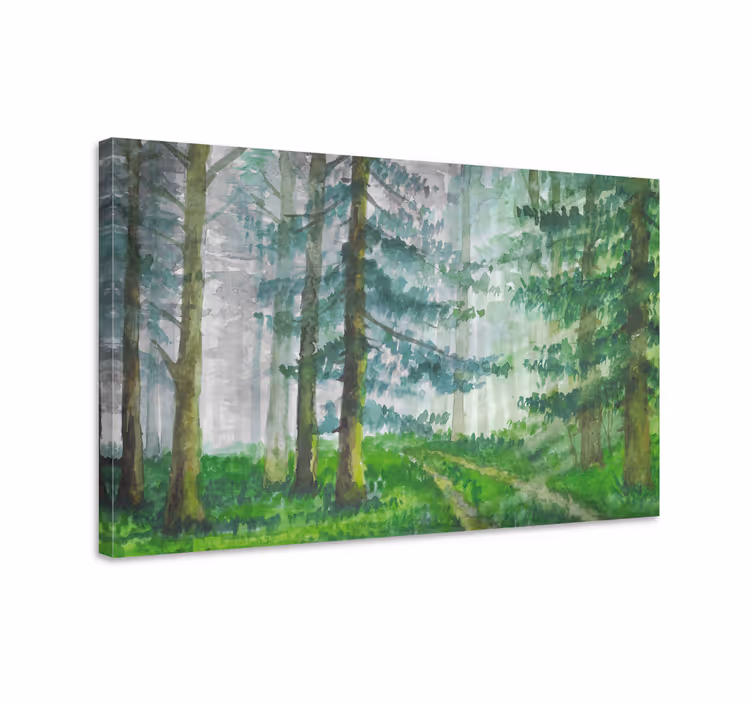 Sumuinen metsäpolku maisema canvas taulu - Tenstickers