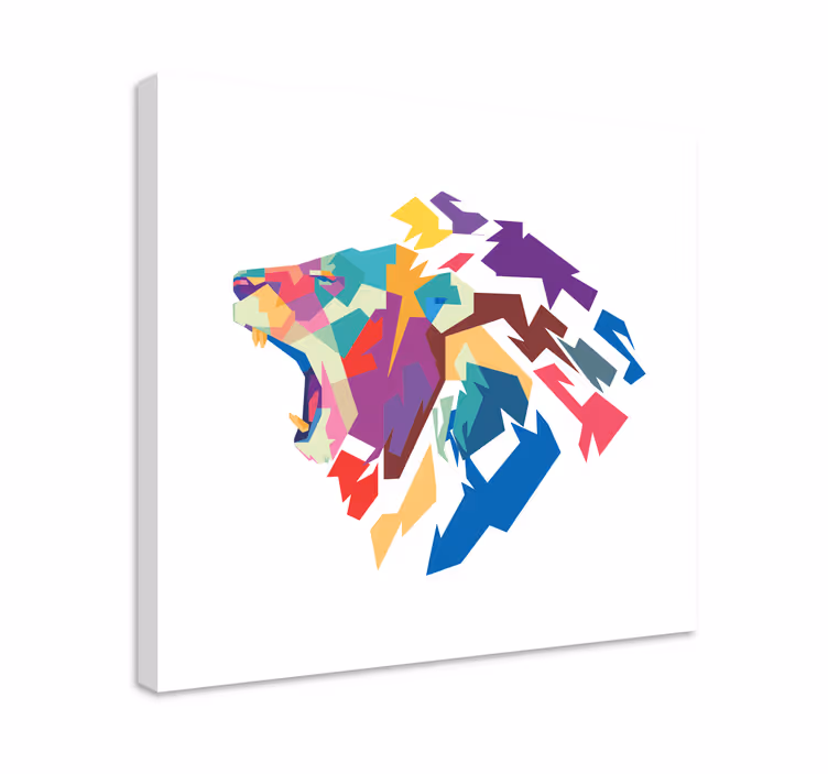 Värikäs leijonapää eläin canvas taulu - Tenstickers
