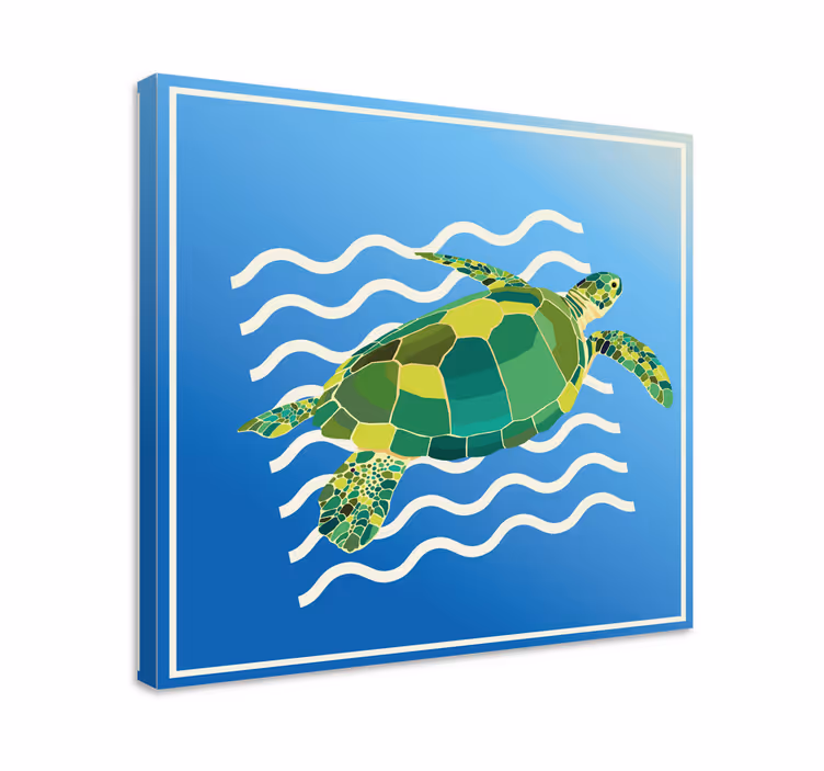 Kilpikonnan uinti kala canvas taulu - Tenstickers