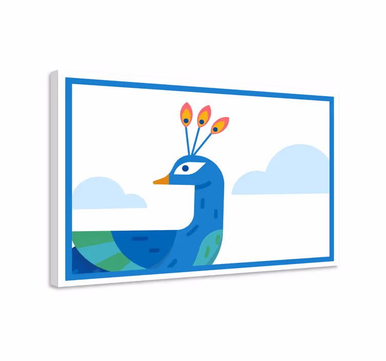 Tyylitelty sininen riikinkukko eläin canvas taulu - Tenstickers