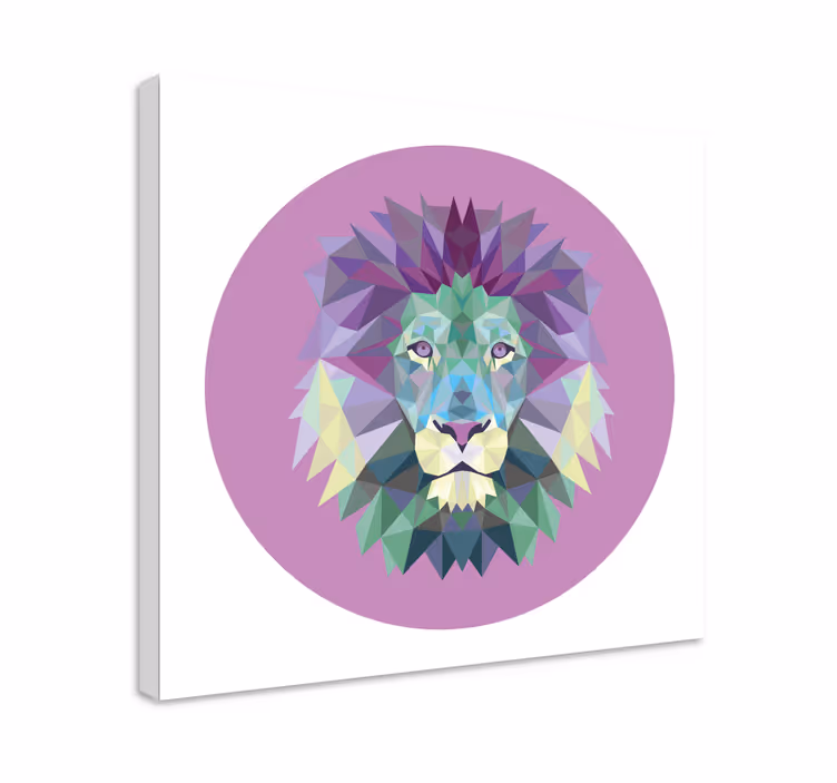 Leijonanpään geometrian eläin canvas taulu - Tenstickers