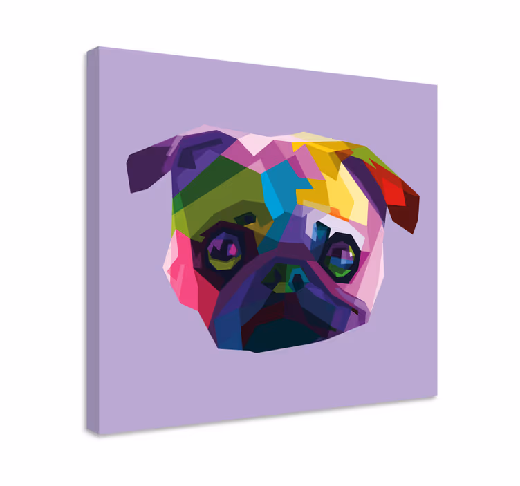 Värikäs mopsin kasvotaulu - Tenstickers