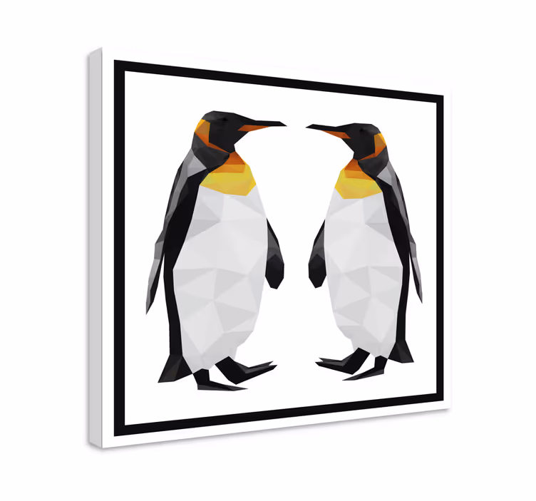 Kaksi geometrista pingviiniä 3d canvas taulu - Tenstickers