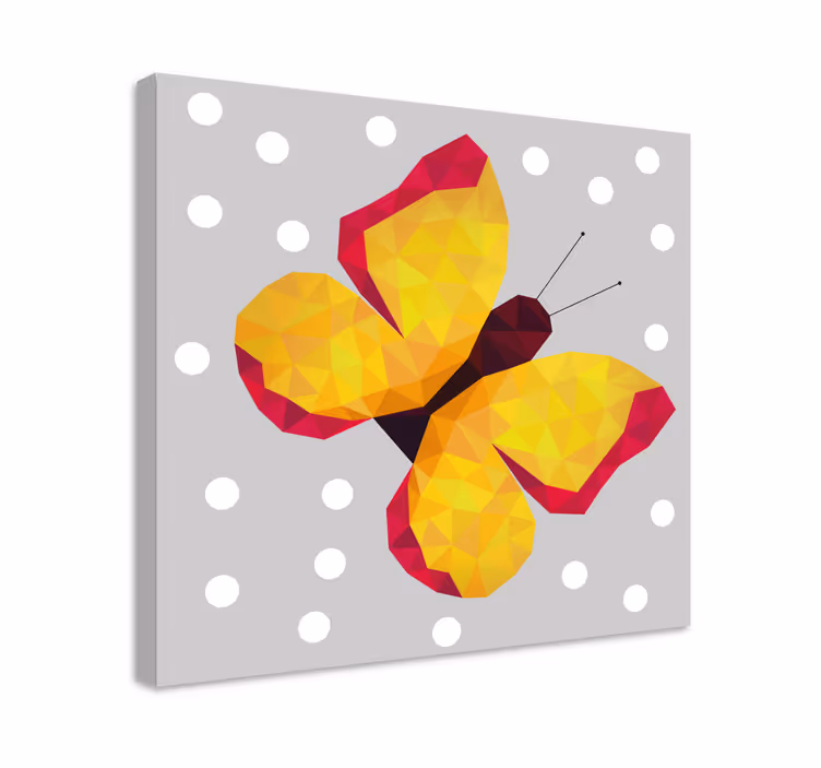 Keltaiset geometriset siivet perhos canvas taulu - Tenstickers