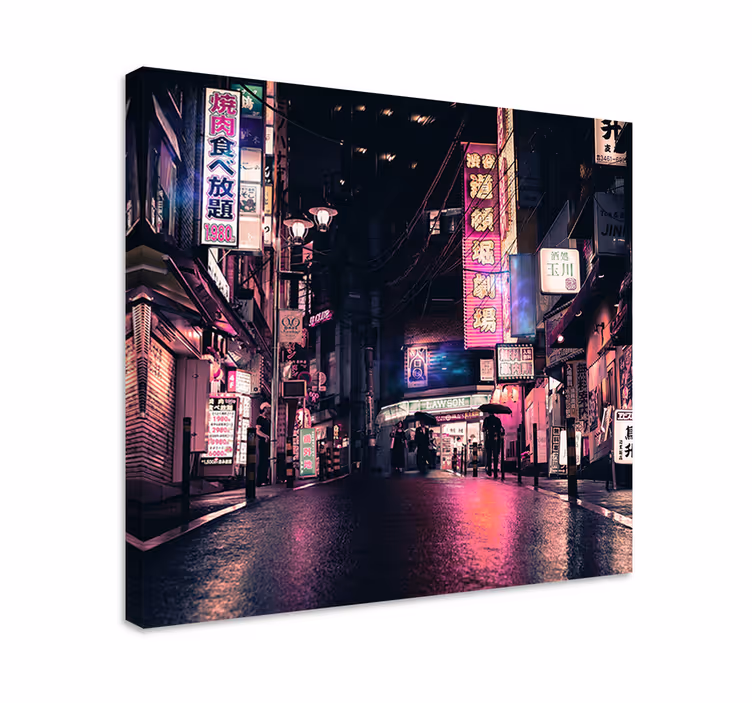 Neon kaupungin kadut canvas taulu - Tenstickers