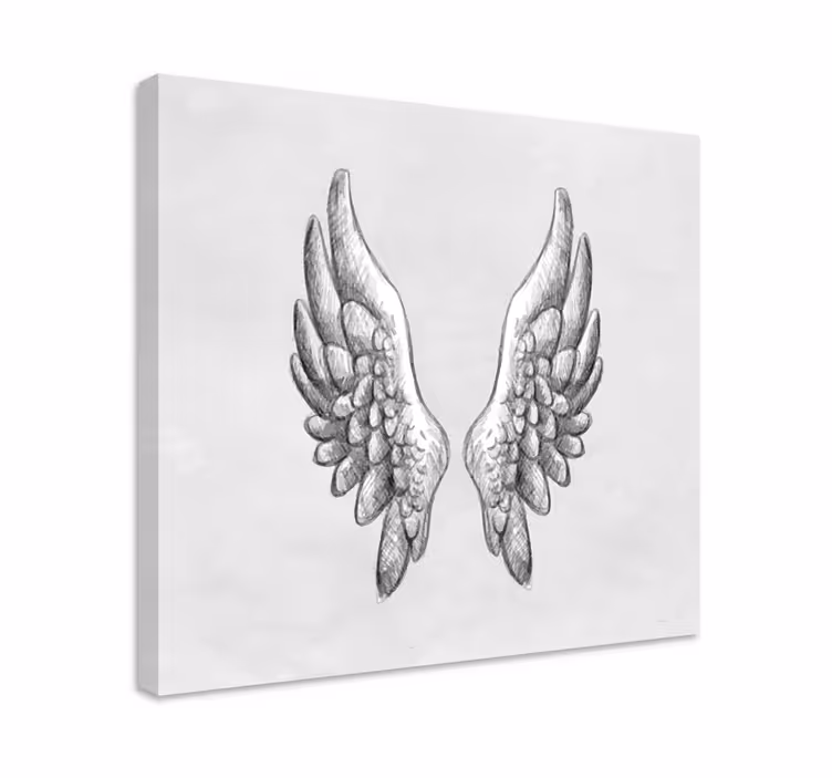 Yksityiskohtainen siipiluonnos teksti canvas taulu - Tenstickers