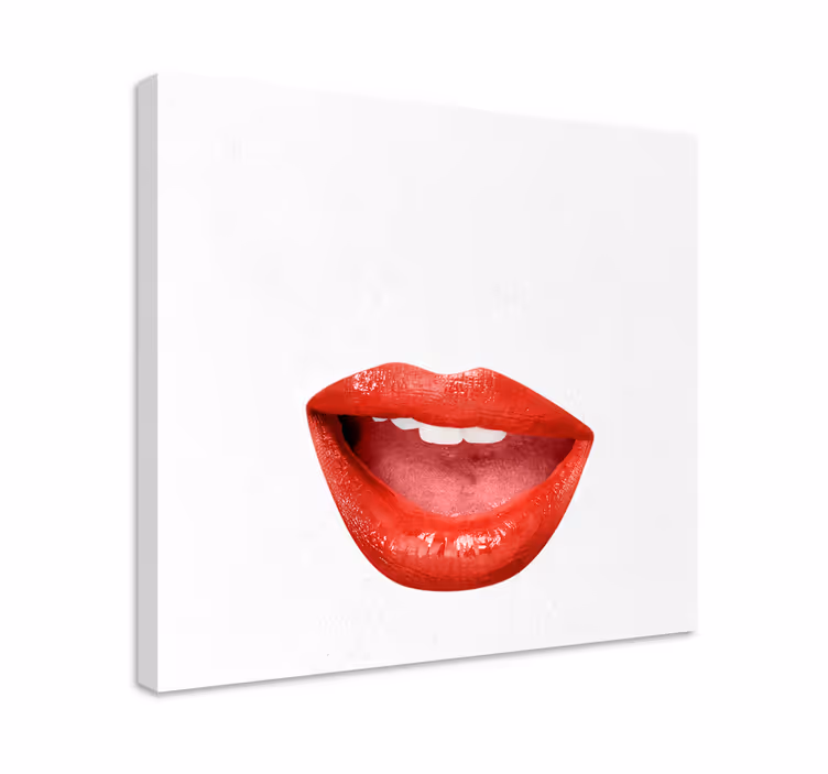 Realistiset punaiset huulet moderni canvas - Tenstickers