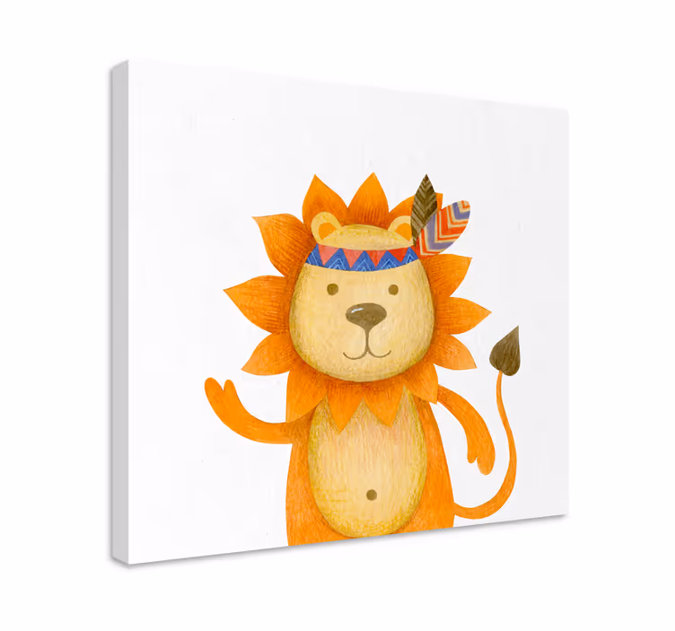 Sarjakuva piirretty leijona eläin canvas - Tenstickers