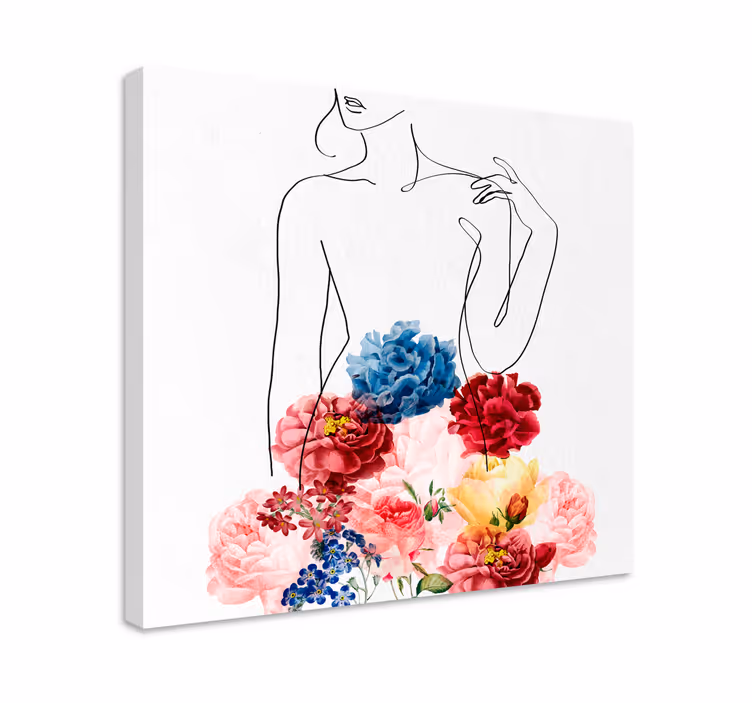 Kukkainen siluettisuunnittelu kukka ja kasvi canvas taulu - Tenstickers