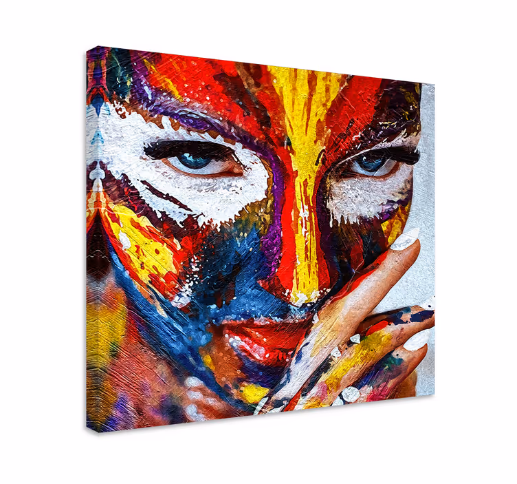Värikäs kasvotaidehahmo canvas taulu - Tenstickers