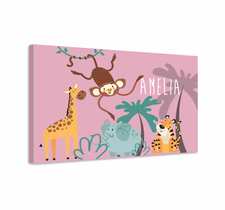 Viidakon eläinystävät canvas-taulu - Tenstickers