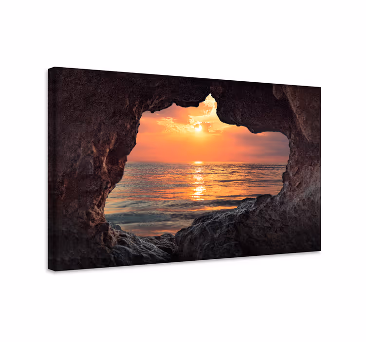 3d luola auringonnousu valtameri canvas taulu maisema - Tenstickers