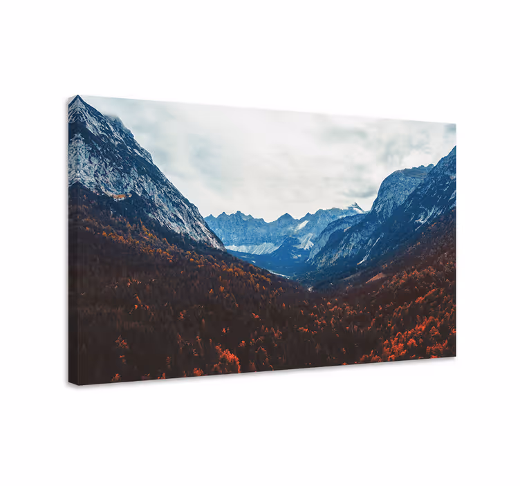 Vuoristolaakson näkymä maisema canvas taulu - Tenstickers
