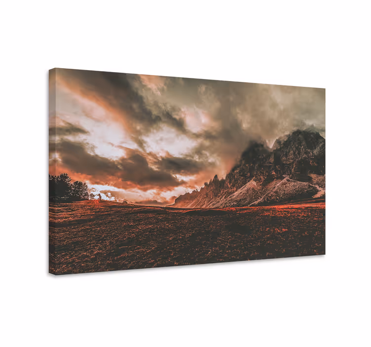 Dramaattinen vuoristomaisema auringonlasku canvas taulu - Tenstickers