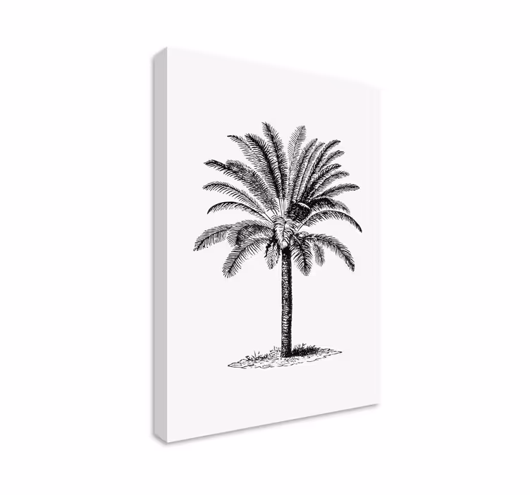 Palmupuun mustesiluetti puu canvas - Tenstickers