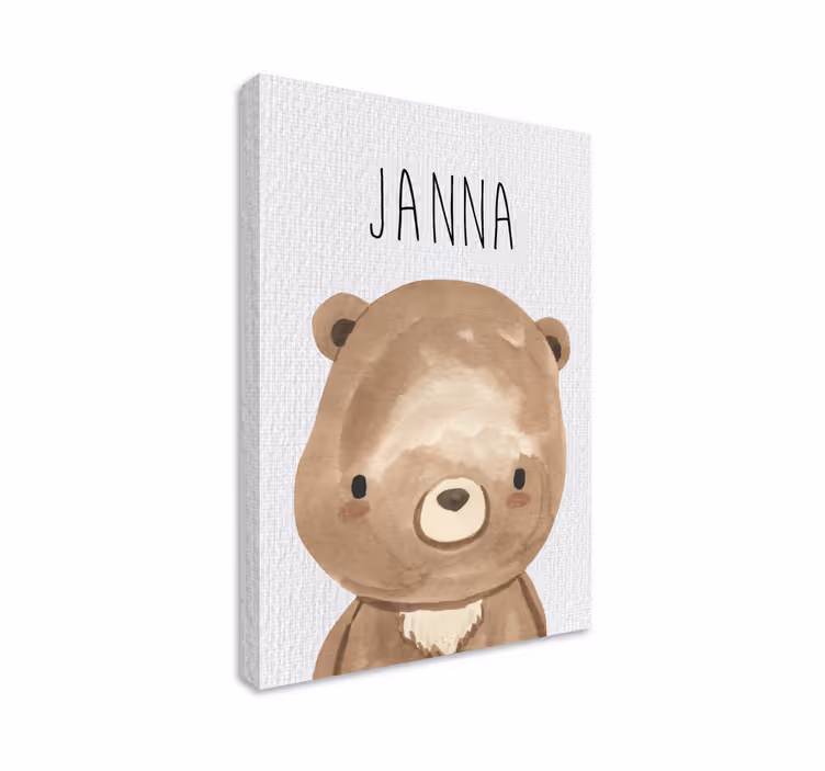 Nimeltään varustettu karhuvauva lastenhuoneen canvas taulu - Tenstickers