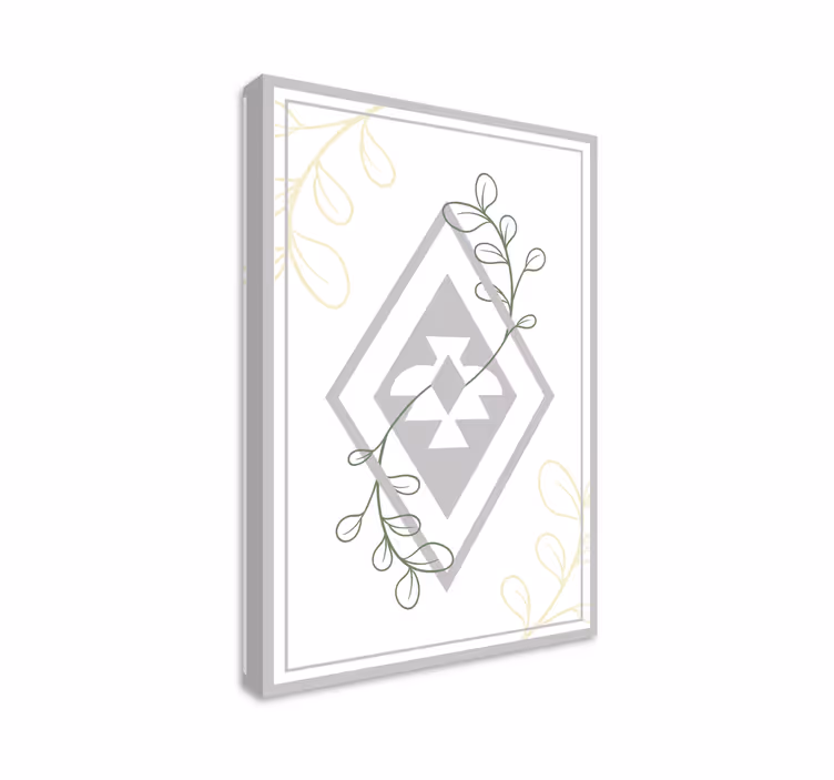 Geometrinen lehtikuvio olohuoneen canvas taulu - Tenstickers