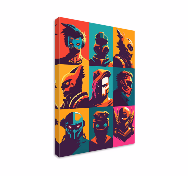 Pop Art Epic Hahmot Videopelin kanvas taulu - Tenstickers