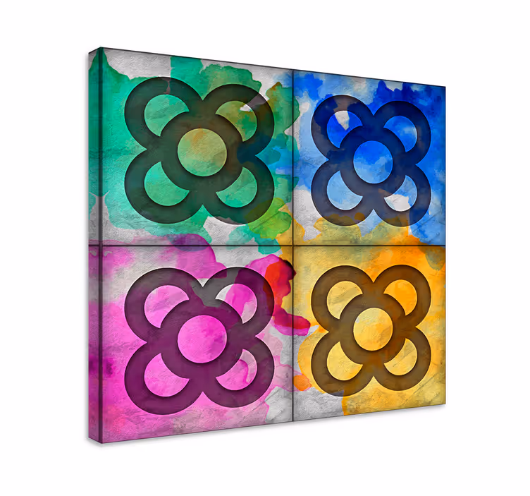 Värikäs panot-laatta retro canvas - Tenstickers