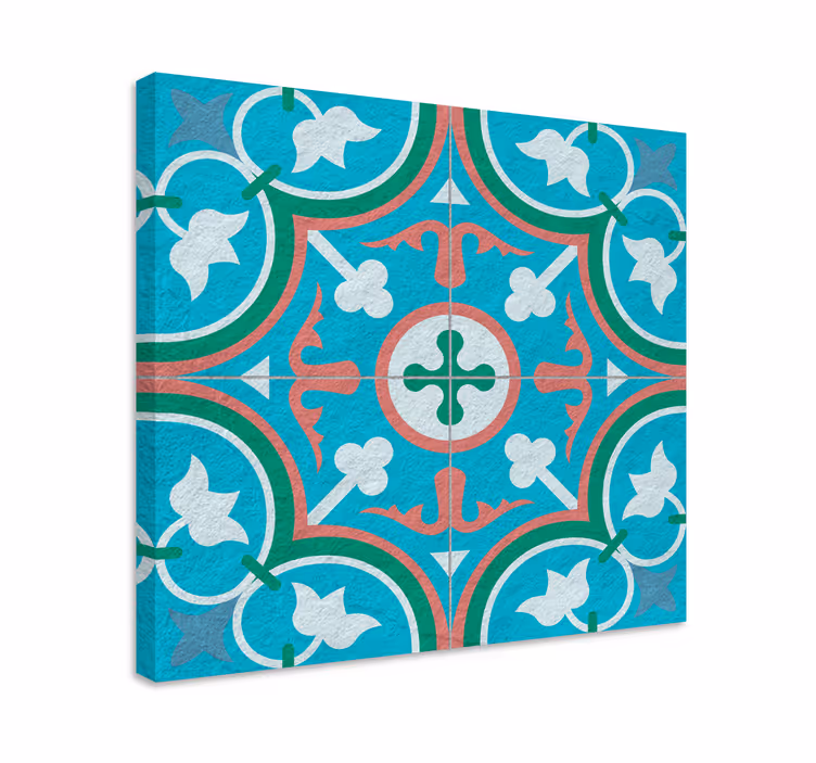 Sininen hydraulinen laatta retro canvas - Tenstickers
