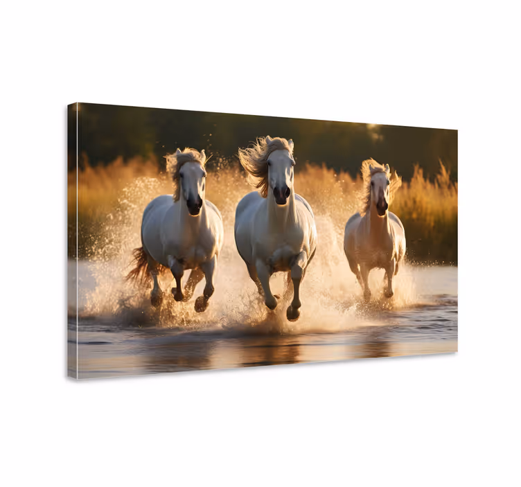 Hevoset juoksemassa canvas olohuoneeseen - Tenstickers