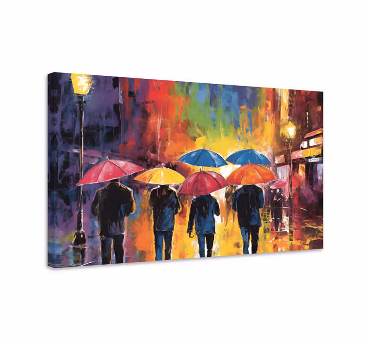 Sateenvarjojen maalaus Ihminen canvas - Tenstickers
