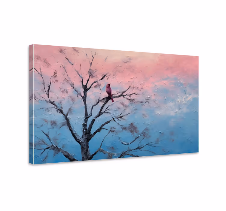 Lintu puussa taide aiheinen canvas - Tenstickers