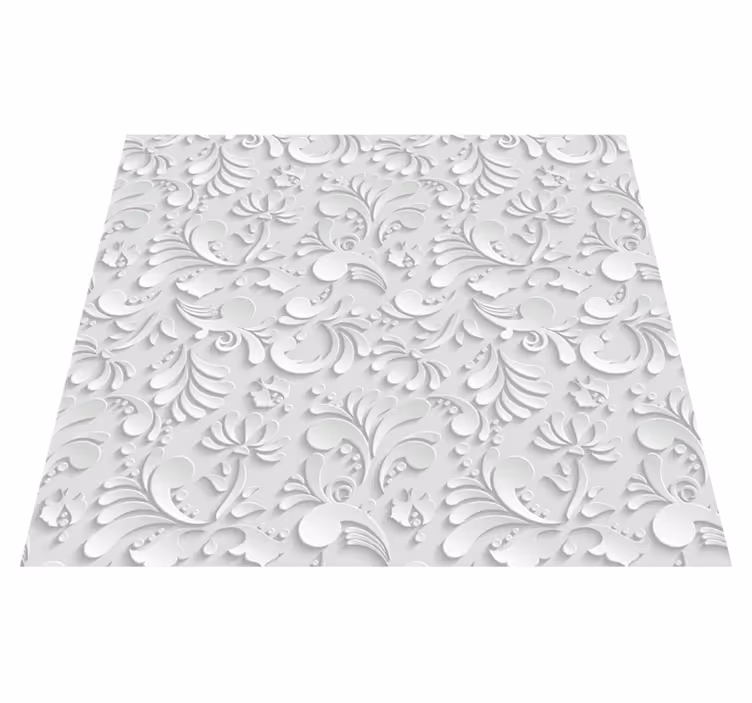 3d kukkakuvio valkoinen vinyylimatto - Tenstickers