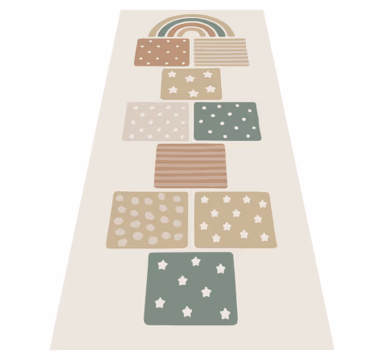 Beige ruutupeli vinyylimatto - Tenstickers