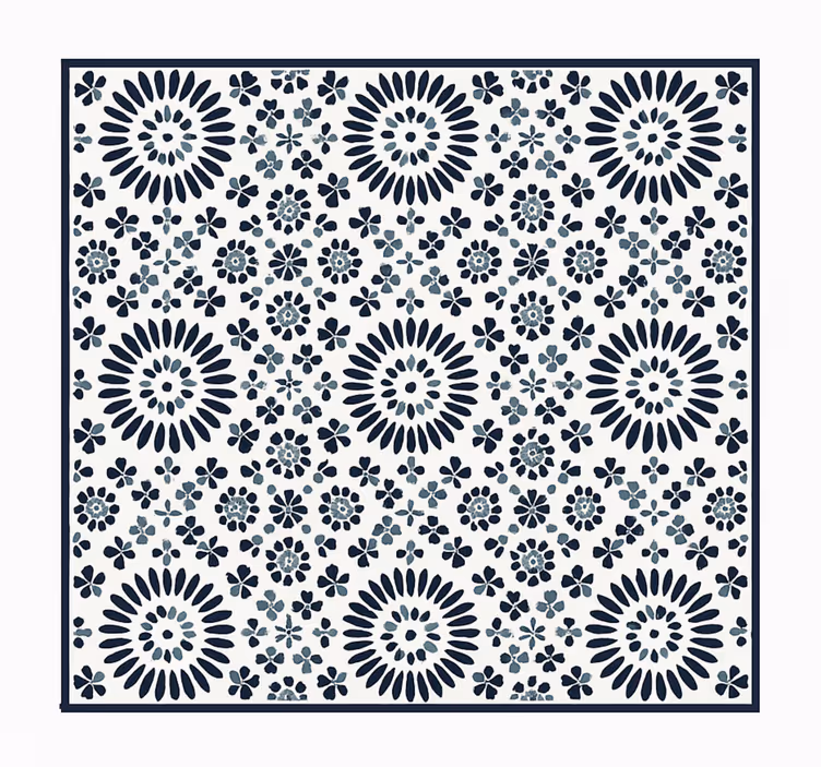 Geometrinen kukkakuvio sininen vinyylimatto - Tenstickers