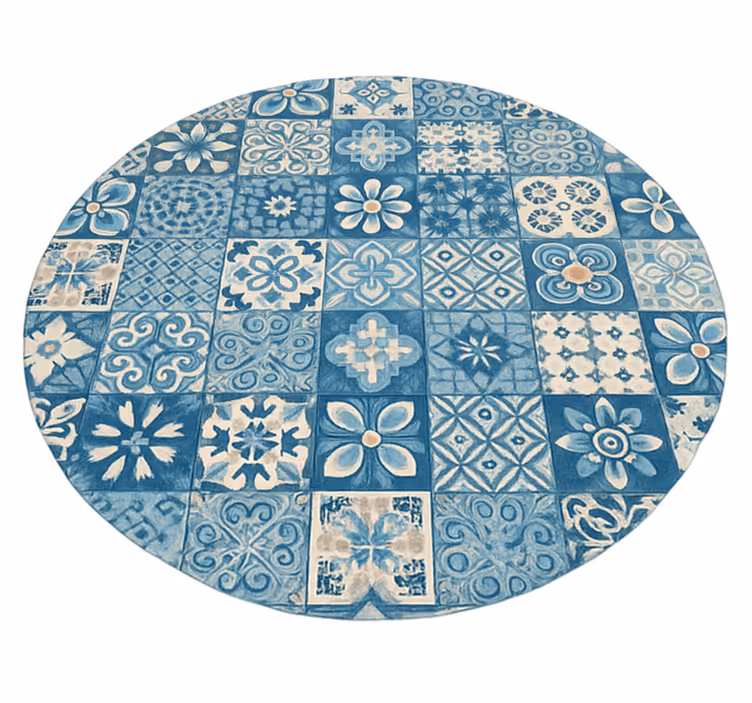 Pyöreät mosaiikkilaatat sininen vinyylimatto - Tenstickers