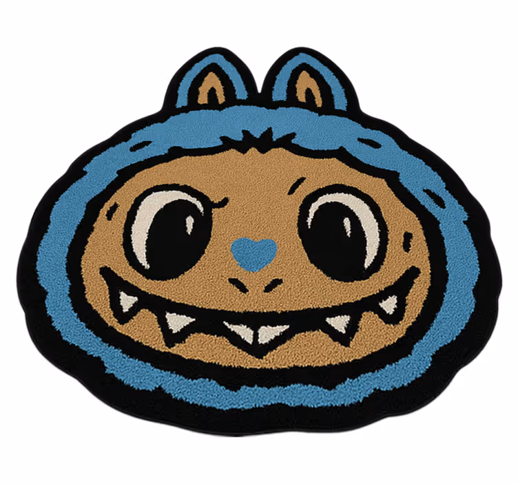 Sininen labubu-muotoilu vinyylimatto - Tenstickers