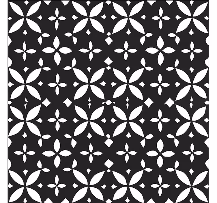 Musta kukka geometrinen ruokasalin vinyylimatto - Tenstickers