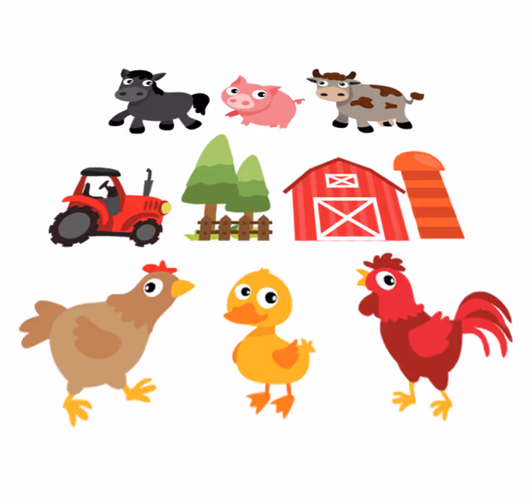 Värikäs maatila eläin vinyylimatto - Tenstickers