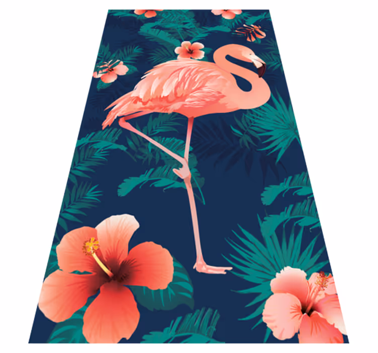 Trooppiset vaaleanpunaiset flamingot eläin vinyylimatto - Tenstickers