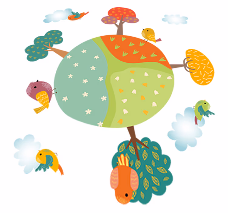 Kevätvalkoinen ympyrä eläin vinyylimatto - Tenstickers