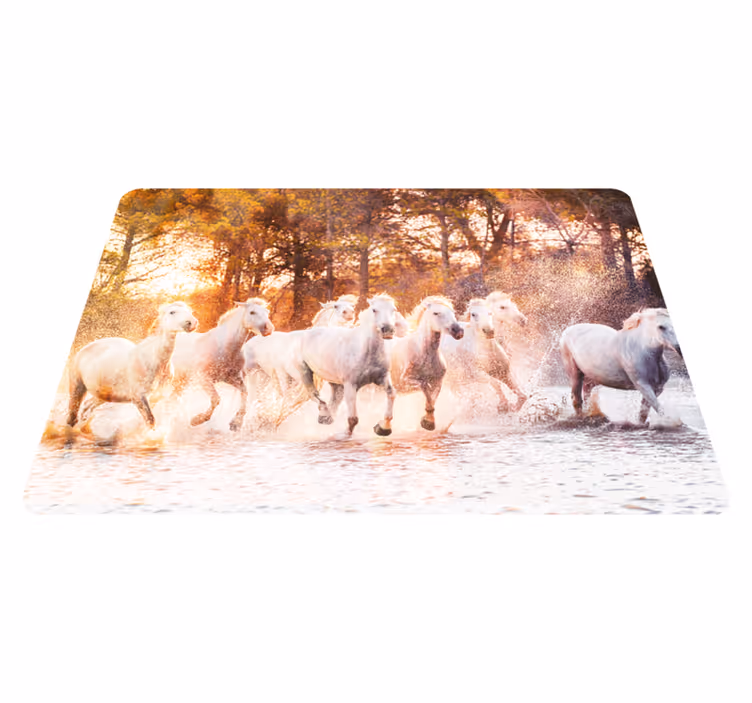 Villihevoset lämpimässä auringonlaskussa vinyylimatto - Tenstickers