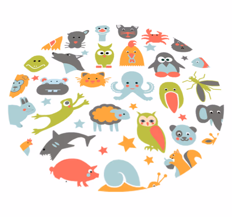 Eläimet ympyrässä vinyylimatto - Tenstickers