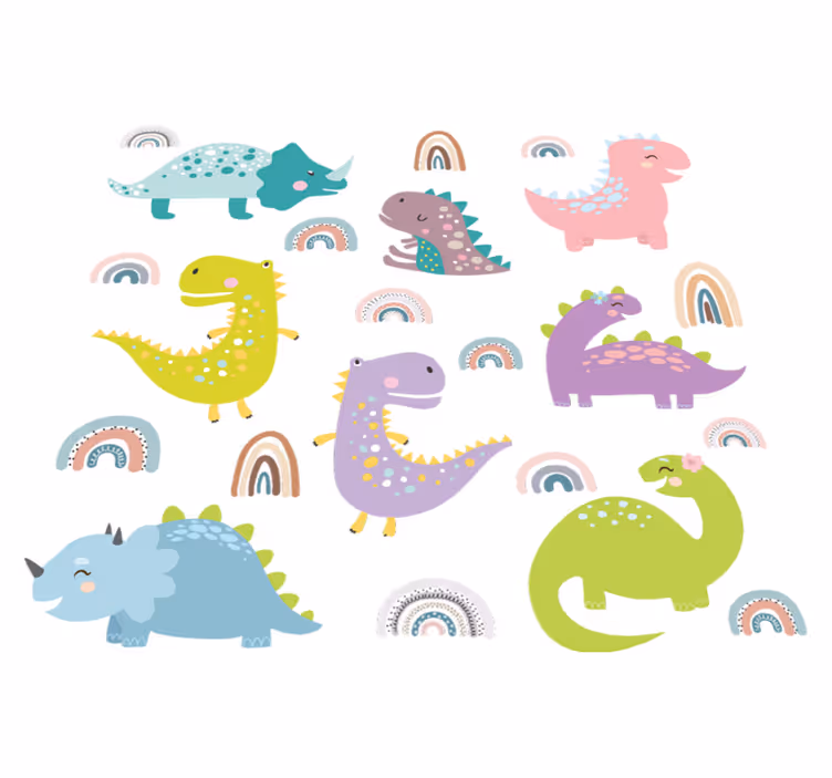 Pohjoismaiset dinosaurukset ja sateenkaaret matto - Tenstickers
