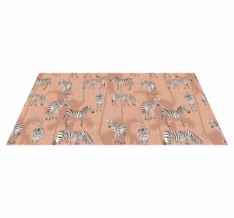 Zebra ja palmut ruskea eläinvinyylimatto - Tenstickers
