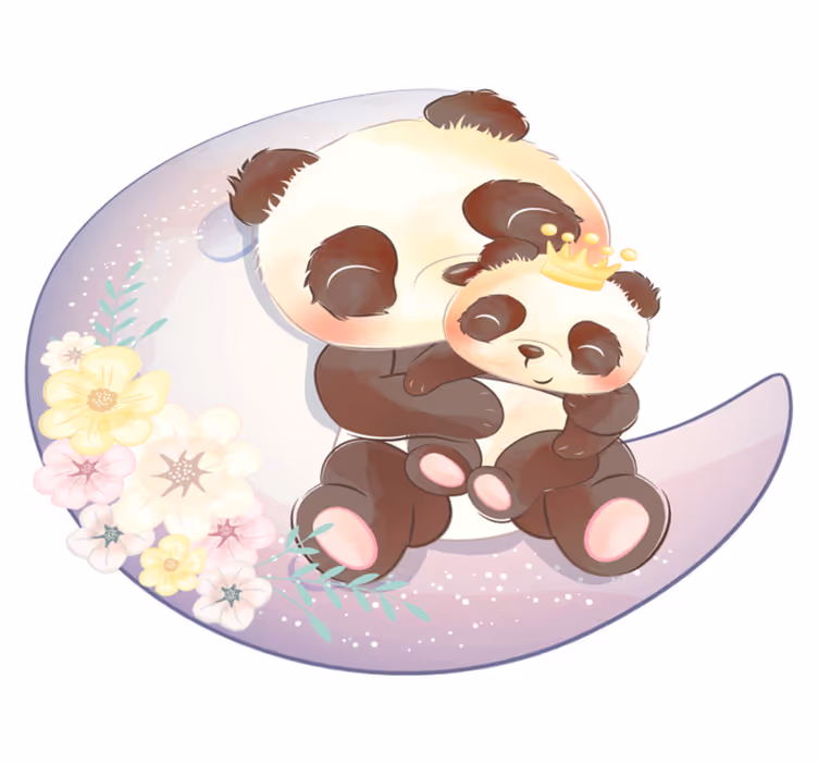 Kaksi pandaa kuun päällä eläin vinyylimatto - Tenstickers