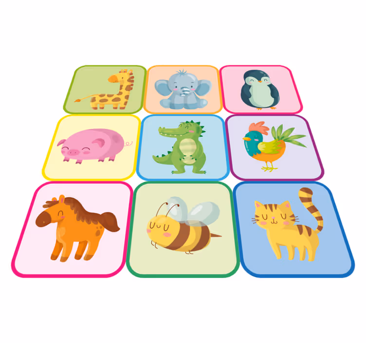 Värikkäät laatat eläin vinyylimatto - Tenstickers