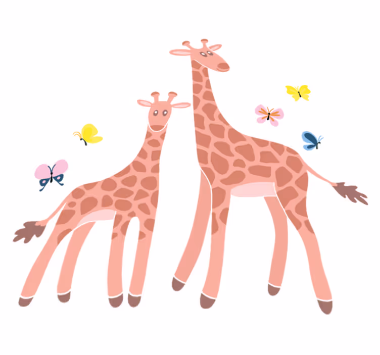 Perhe ja lapsi perhosgirafi vinyylimatto - Tenstickers