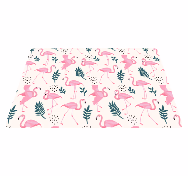 Flamingokuvio eri lehdillä eläin vinyylimatto - Tenstickers