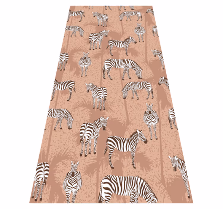 Zebra ja palmut ruskea eläin vinyylimatto - Tenstickers
