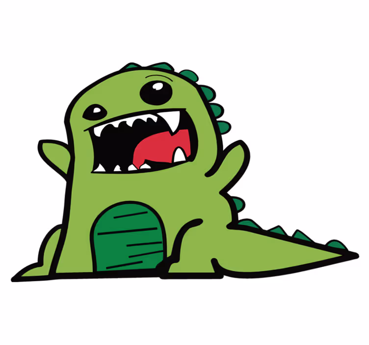 Vihreä dinosauruksen piirrospelottava eläin vinyylimatto - Tenstickers