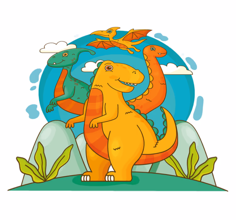 Dinosaurukset viidakossa eläin vinyylimatto - Tenstickers