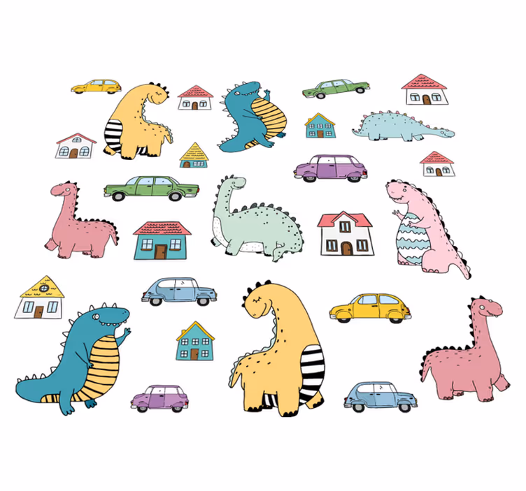 Pohjoiset dinosaurukset kaupungissa vinyylimatto - Tenstickers