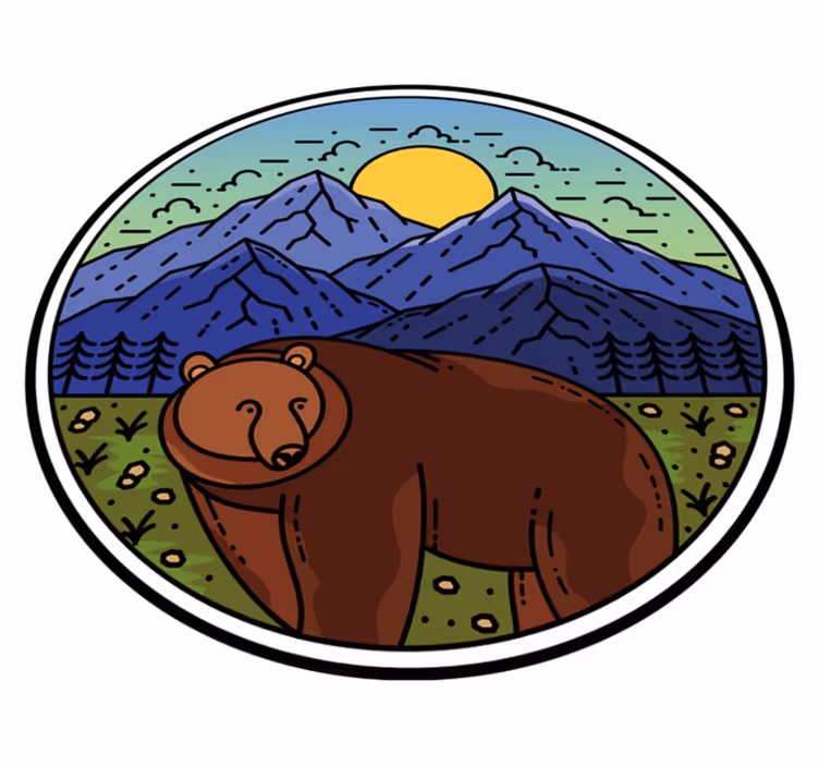Vuoristo karhu pyöreä eläin vinyylimatto - Tenstickers